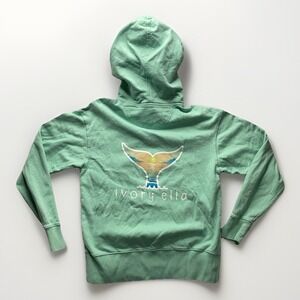 Ivory Ella Hoodie Women's XXS Green Beach Whale Tail Graphic Pullover Sweatshirt